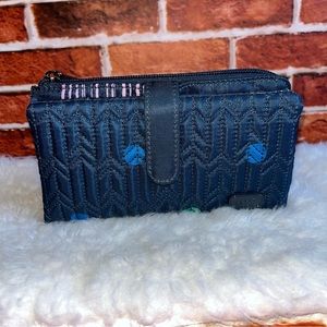 Lug Tran RFID Travel Wallet Blue W/Multi Color Dots EUC